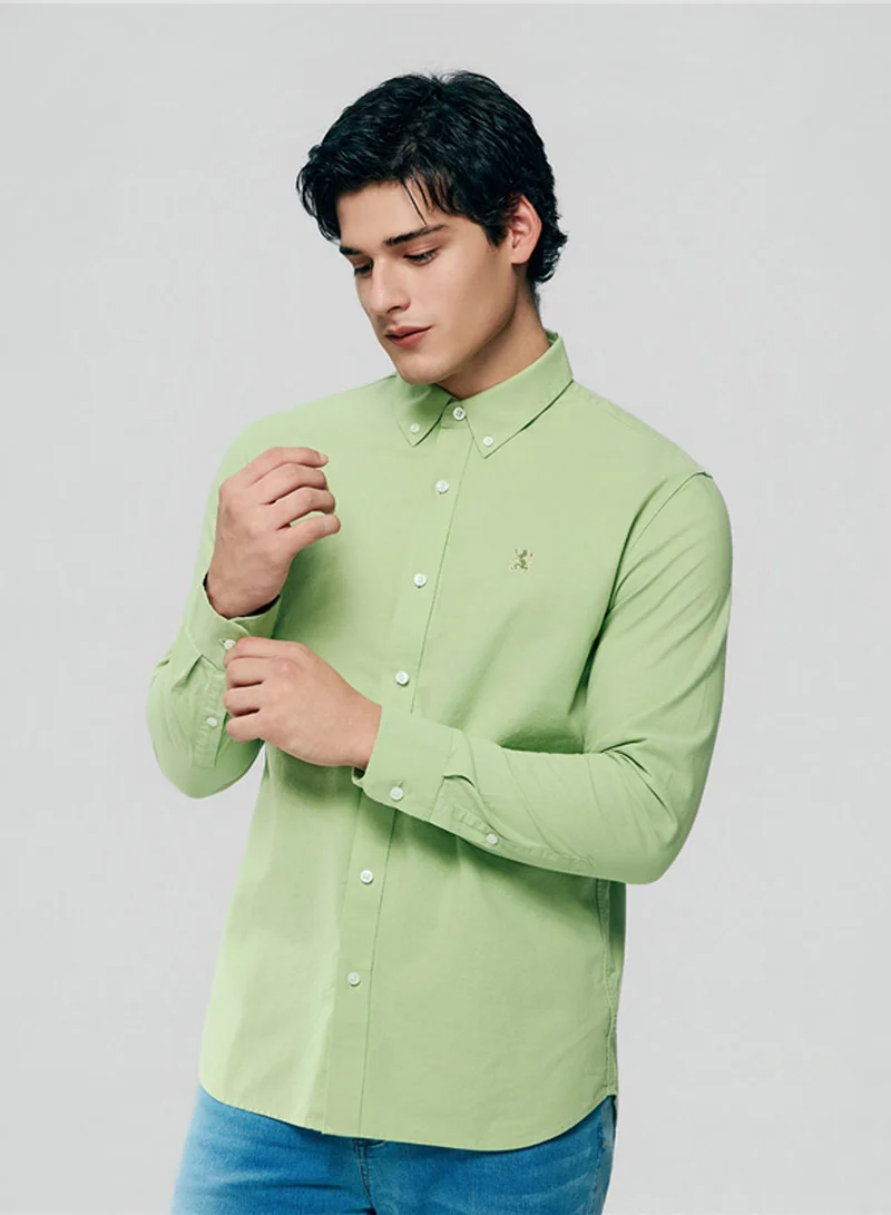 Men’s Cotton Slim Oxford Shirt with Embroidery
